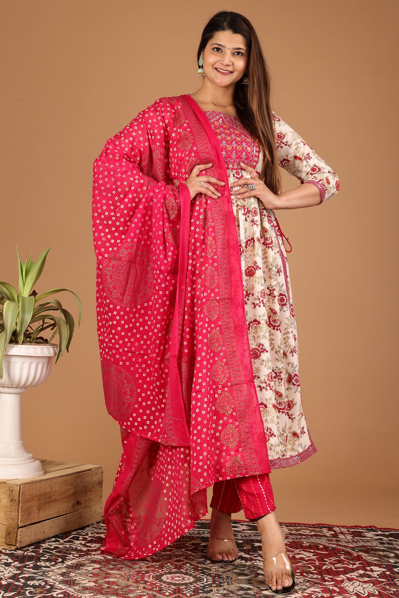 Women's embroidered printed nayara cut kurta sets