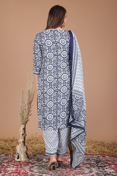 Women's printed  afgani straight kurta with paint and duptta