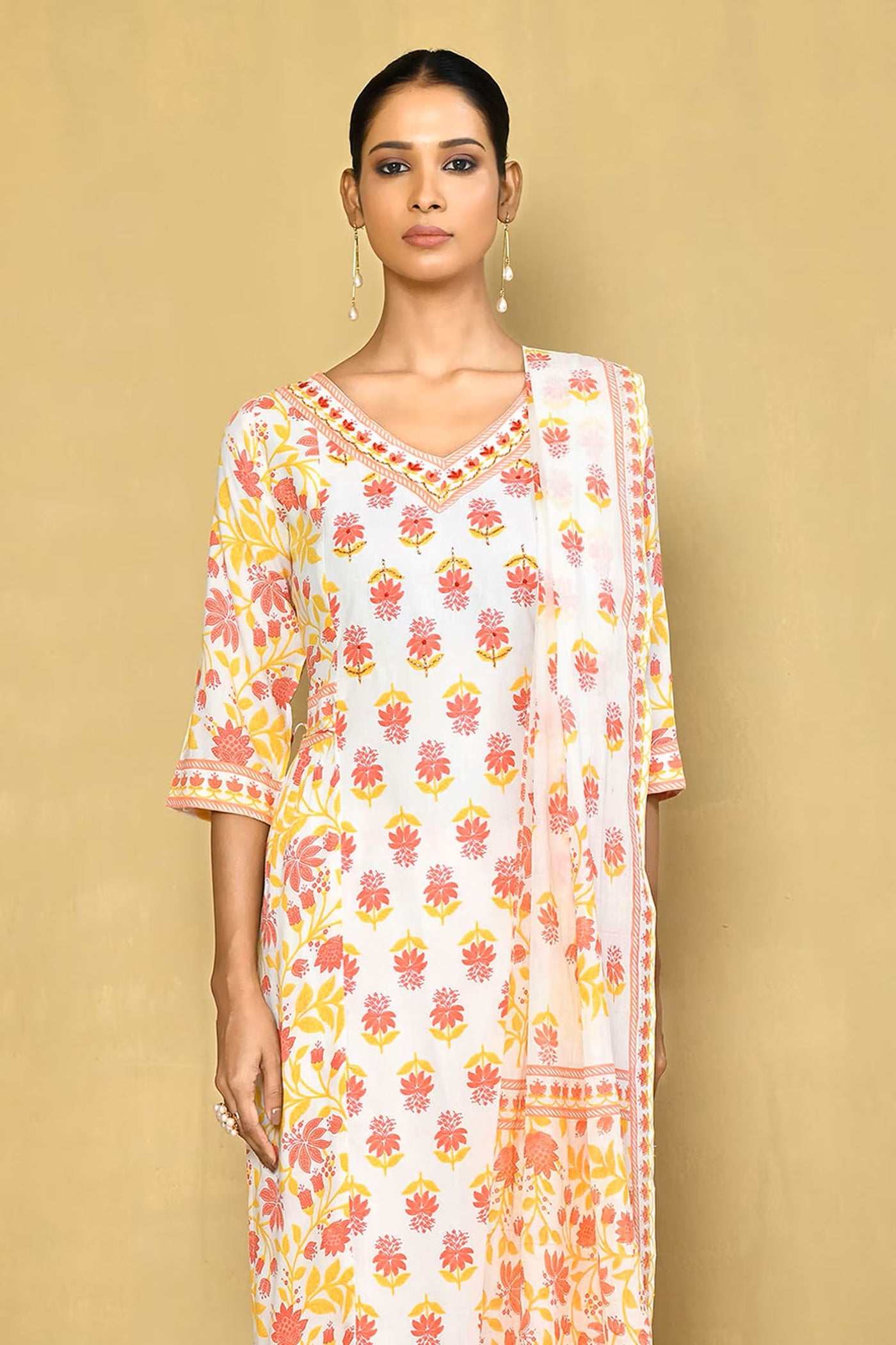 Women's printed straight kurta with afgani paint & duptta sets