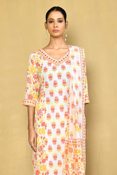 Women's printed straight kurta with afgani paint & duptta sets