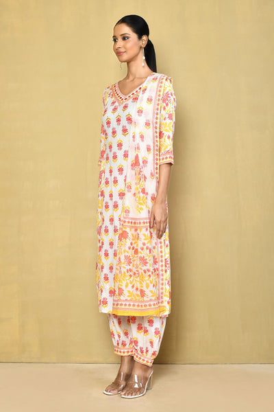 Women's printed straight kurta with afgani paint & duptta sets