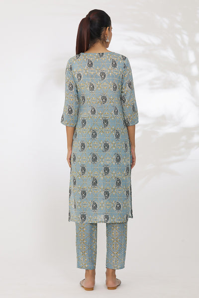 Women's printed  embroidery straight kurta with paint and duptta