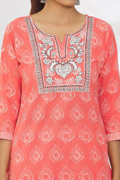 Women's printed  embroiderd  straight kurta with paint & duptta sets