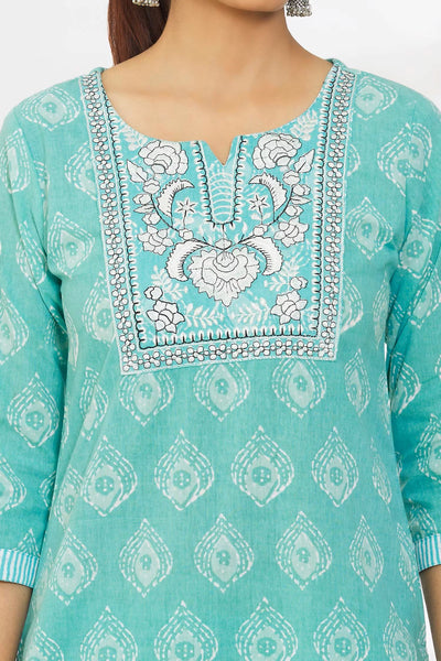 Women's printed  embroiderd  straight kurta with paint & duptta sets