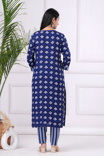 Women's printed  straight kurta with paint and duptta