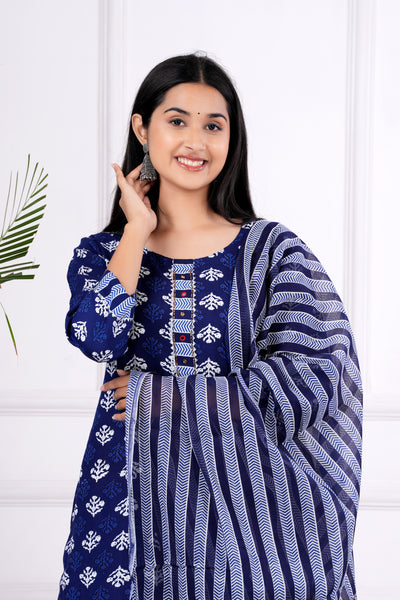 Women's printed  straight kurta with paint and duptta