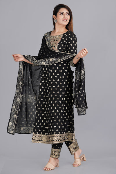 Women's rayon printed anarkali kurta set