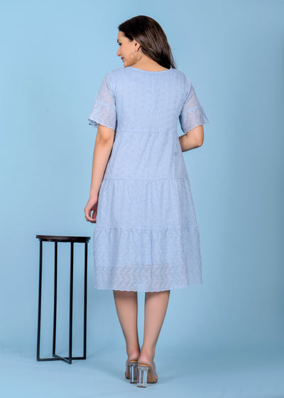 Light blue polyster doby dress