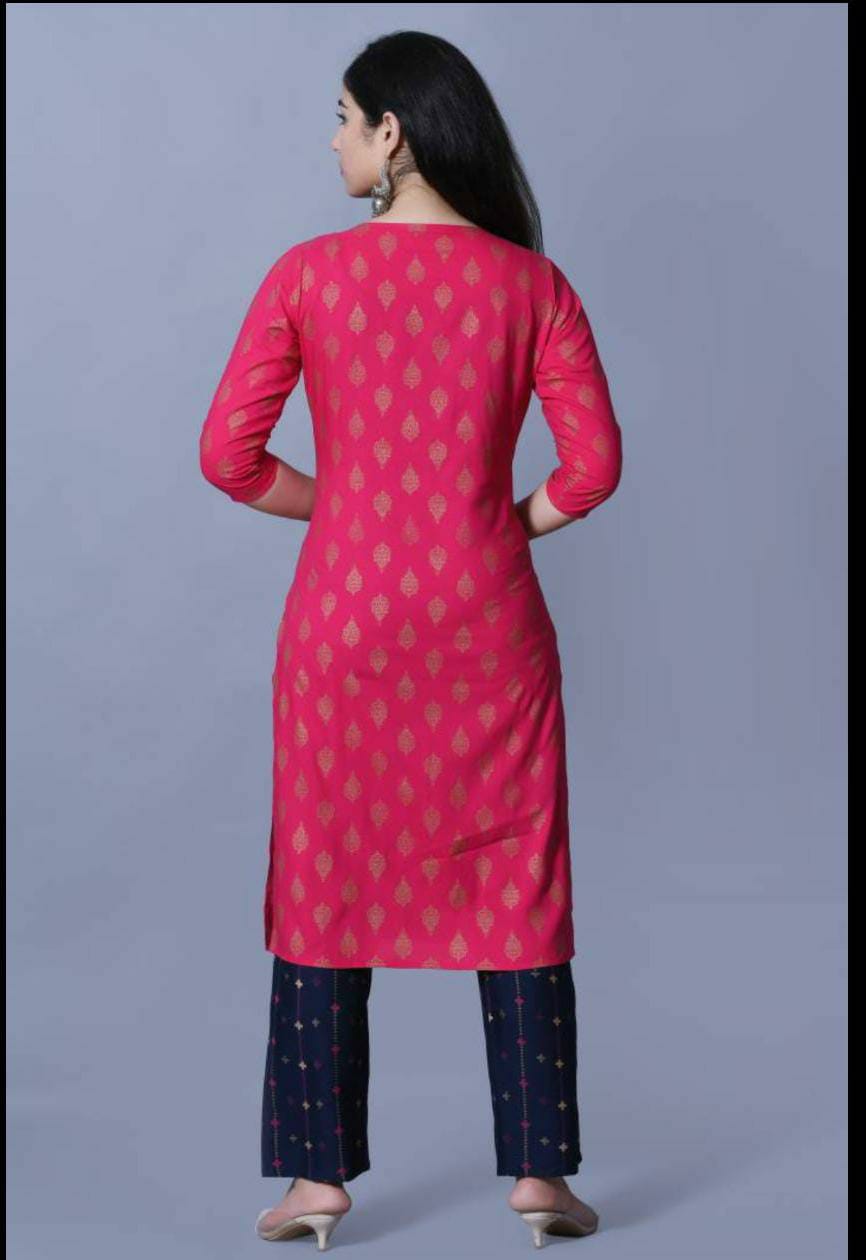 Women's & girls printed straight kurta With paint