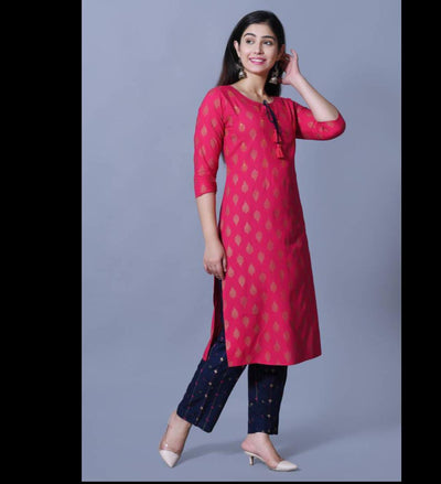 Women's & girls printed straight kurta With paint