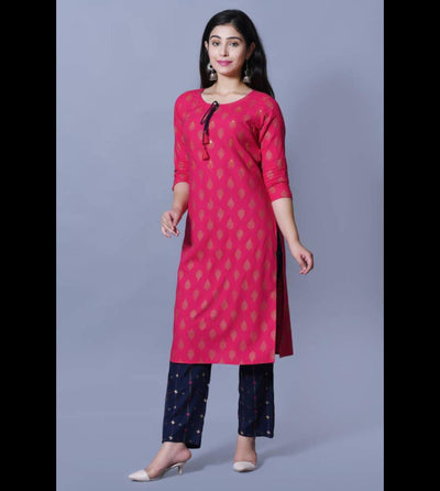 Women's & girls printed straight kurta With paint