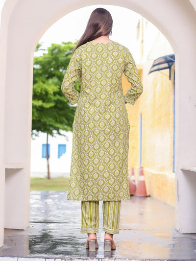 Women's printed  adda work straight kurta with paint and duptta