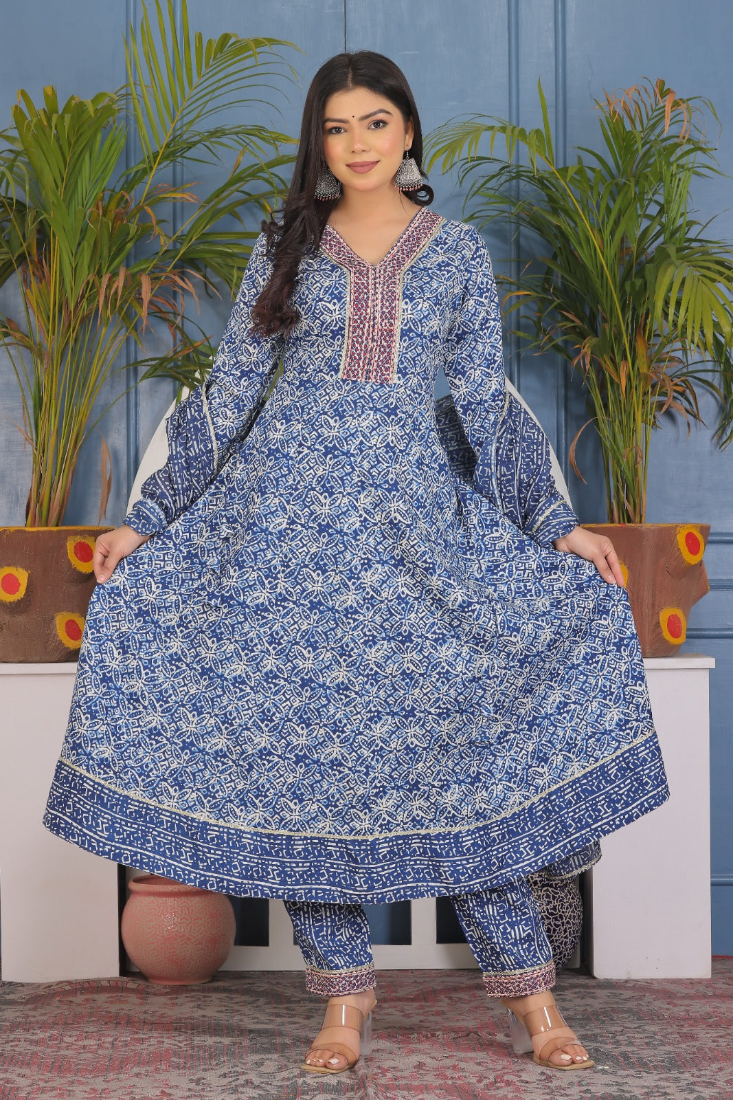 Women's printed Gown kurta with paint sets