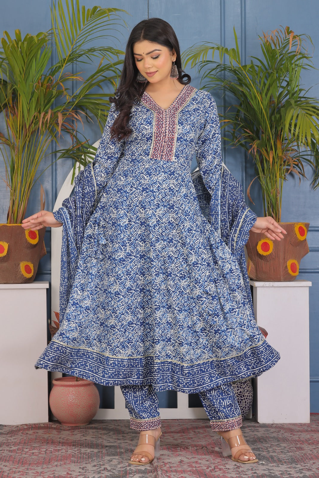 Women's printed Gown kurta with paint sets