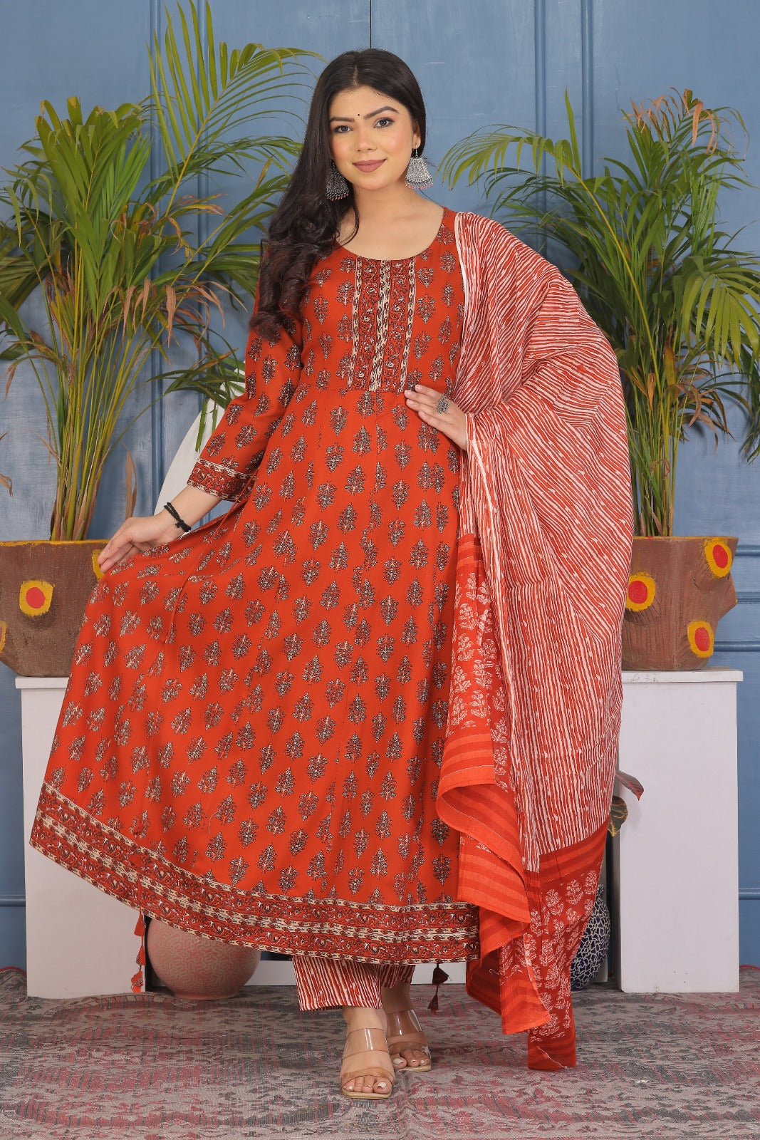 Women's printed Gown kurta with paint sets