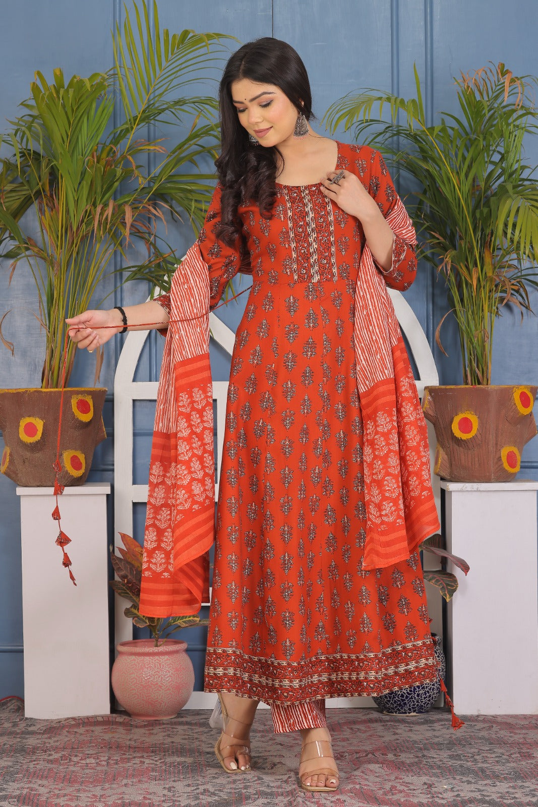 Women's printed Gown kurta with paint sets