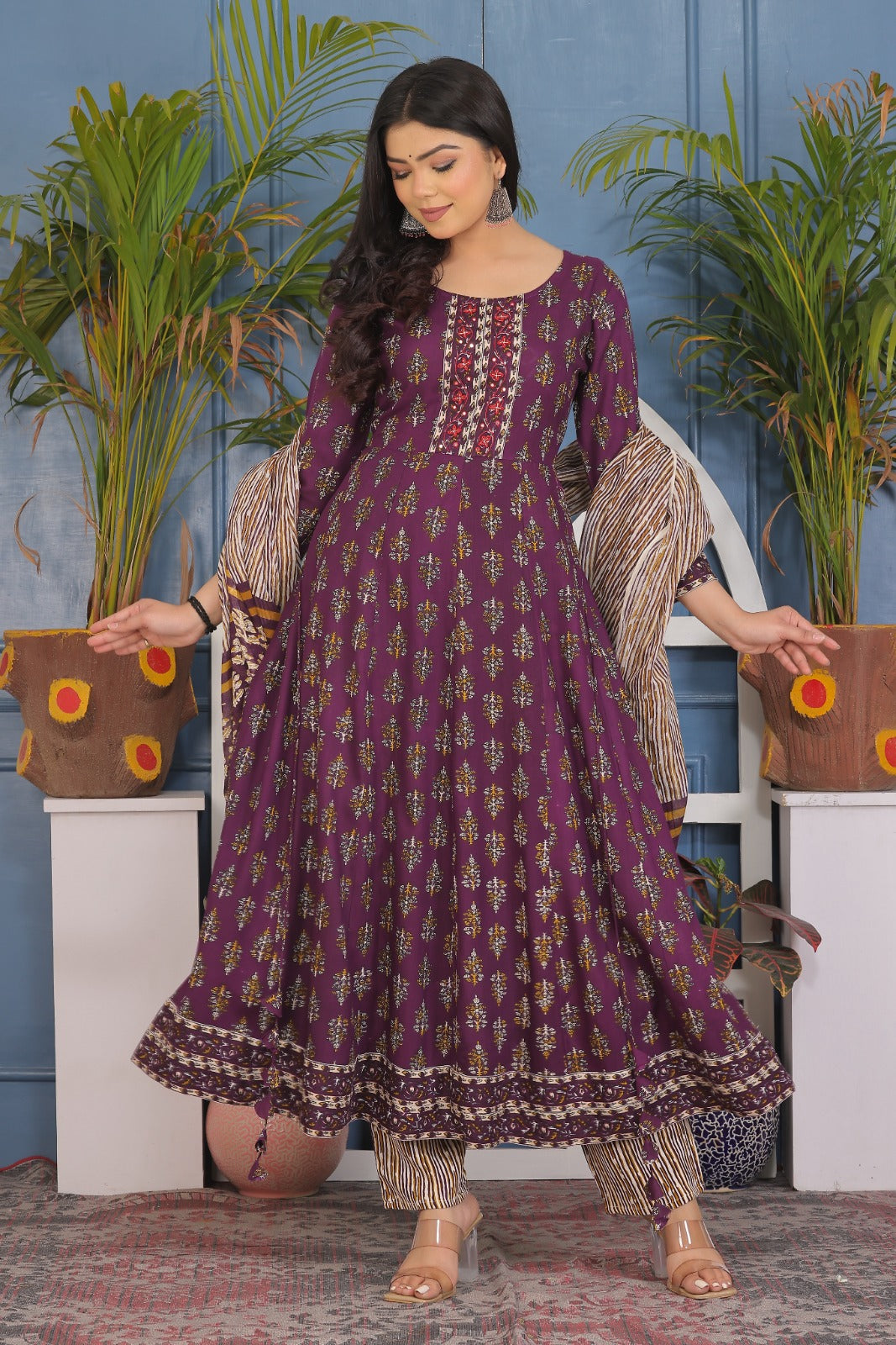 Women's printed Gown kurta with paint sets