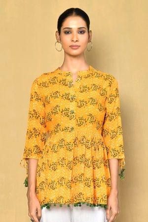 Kairab Women's Printed Top With Pom Pom