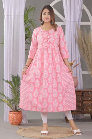 Kairab Bloom Vine Print A Line Kurta