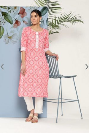 Kairab Women's bandez  printed straight formal kurta